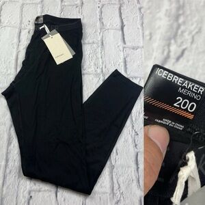 Icebreaker 200 Oasis Fly Leggings Mens Large Black 100% Merino Wool Thermal NWT